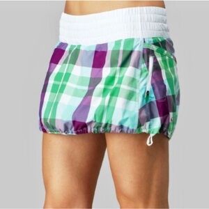 lululemon athletica Green and Purple Plaid Skort